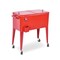 Red Steel Rolling Patio Cooler Cart with Wheels, 80 Quart Outdoor Beverage Cooler, Portable Ice Chest with Bottle Opener & Drain Plug